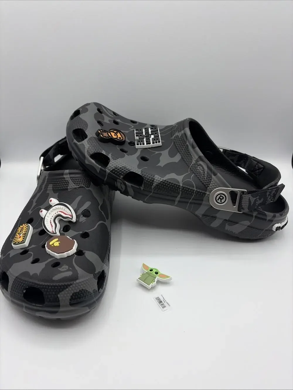 Unisex Bape x Crocs Classic Clog ABC CAMO GREY Casual Comfort Sandals M 10 W 12